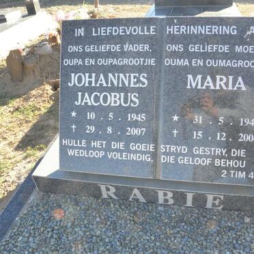 RABIE Johannes Jacobus 1945-2007 &amp; Maria 1947-2004