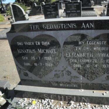 SCHEUN Ignatius Michael 1908-1983 &amp; Elizabeth Johanna LOUW 1905-1970