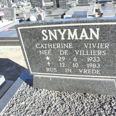 SNYMAN Catherine Vivier nee De VILLIERS 1933-1983