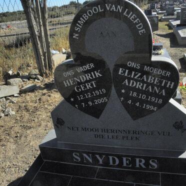 SNYDERS Hendrik Gert 1919-2005 &amp; Elizabeth Adriana 1918-1994