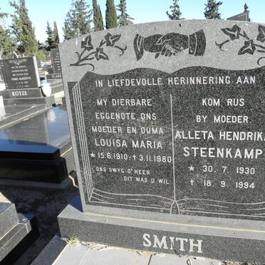SMITH Louisa Maria 1910-1980 :: SMITH Aletta Hendrika Steenkamp 1930-1994