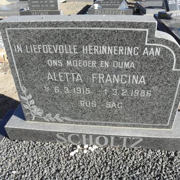 SCHOLTZ Aletta Francina 1915-1986