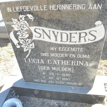 SNYDERS Lucia Catherina nee MULDER 1940-1997