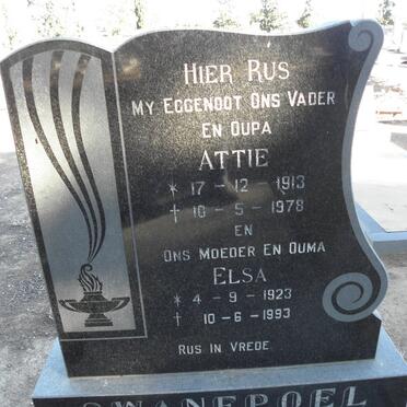 SWANEPOEL Attie 1913-1978 &amp; Elsa 1923-1993