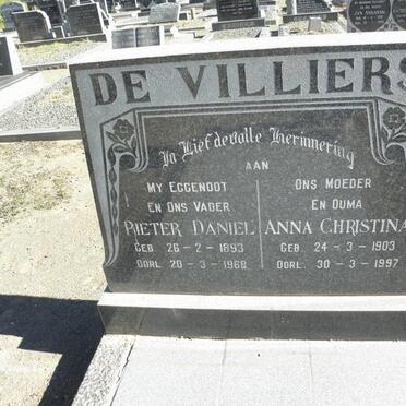 VILLIERS Pieter Daniel, de 1893-1968 &amp; Anna Christina 1903-1997