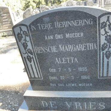 VRIES Rensche Margaretha Aletta, de 1895-1966
