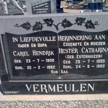 VERMEULEN Carel Hendrik 1900-1982 &amp; Hester Catharina ESTERHUIZEN 1895-1968