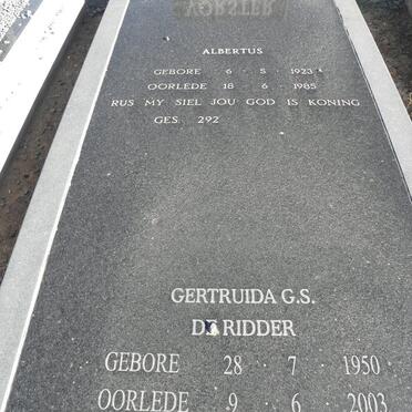 VORSTER Albertus 1923-1985 :: DE RIDDER Gertruida G.S. 1950-2003 