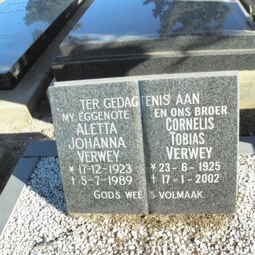 VERWEY Cornelis Tobias 1925-2002 &amp; Aletta Johanna 1923-1989