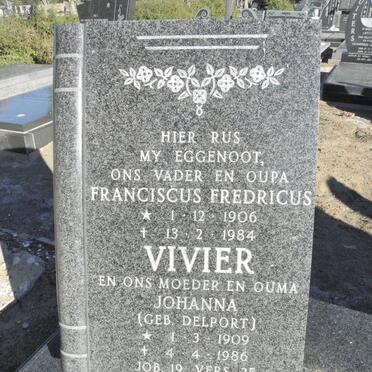 VIVIER Franciscus Fredricus 1906-1984 &amp; Johanna DELPORT 1909-1986