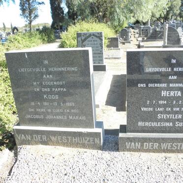 WESTHUIZEN Jacobus Johannes Marais, van der 1911-1969 &amp; Herculesina Susanna STEYTLER 1914-2002