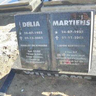 WILLIAMS Martiens 1952-2005 &amp; Delia 1952-2001