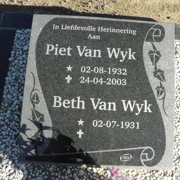 WYK Piet, van 1932-2003 &amp; Beth 1931-