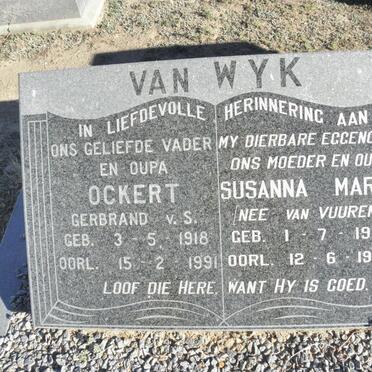 WYK Ockert Gerbrand v. S., van 1918-1991 &amp; Susanna Maria VAN VUUREN 1921-1982