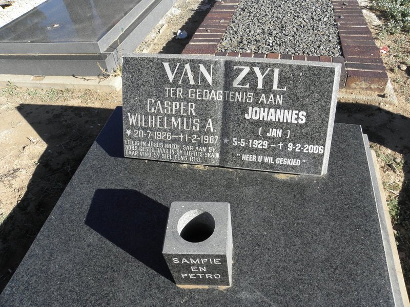 ZYL Casper Wilhelmus A., van 1926-1987 :: VAN ZYL Johannes 1929-2006