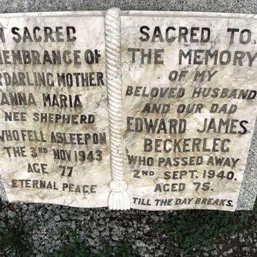 BECKERLEG Edward James -1940 &amp; Anna Maria SHEPHERD -1943
