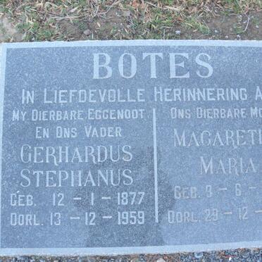 BOTES Gerhardus Stephanus 1877-1959 &amp; Magaretha Maria 1893-1967 