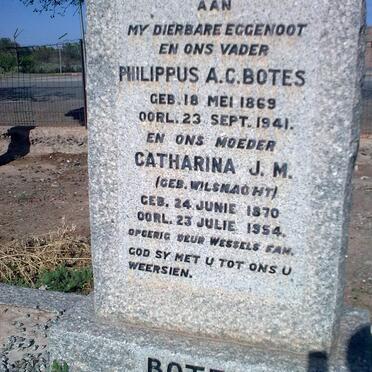 BOTES Philippus A.C. 1869-1941 &amp; Catharina J.M. WILSNACHT 1870-1954