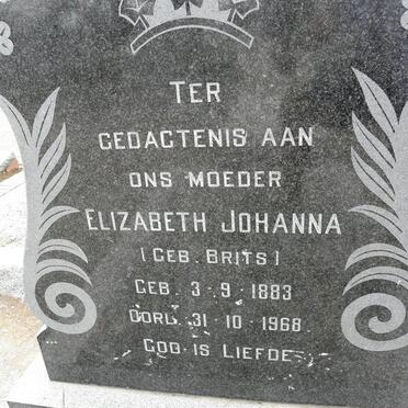 BRITS Elizabeth Johanna nee BRITS 1883-1968