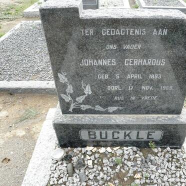 BUCKLE Johannes Gerhardus 1893-1959