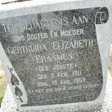 ERASMUS Gertruida Elizabeth nee JOOSTE 1911-1959