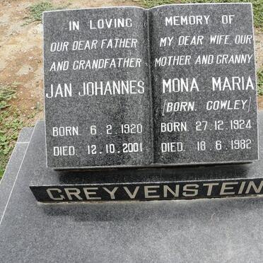 GREYVENSTEIN Jan Johannes 1920-2001 &amp; Mona Maria COWLEY 1924-1982