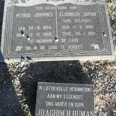 HUMAN Petrus Johannes 1894-1959 &amp; Elizabeth Sophia DELPORT 1898-1981 :: HUMAN Joaghim H. 1915-1982