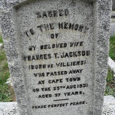 JACKSON Frances T. nee DE VILLIERS -1931