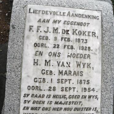 KOKER F.F.J.M.,de 1873-1928 &amp; H.M. MARAIS 1875-1954