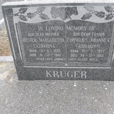 KRUGER Cornelius Johannes Gerhardus 1877-1962 &amp; Hester Margaretha Catharina 1892-1961