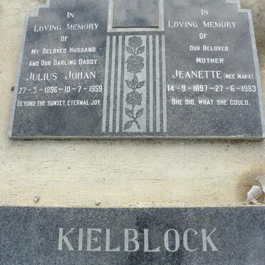 KIELBLOCK Julius Johan 1896-1959 &amp; Jeanette MARX 1897-1983