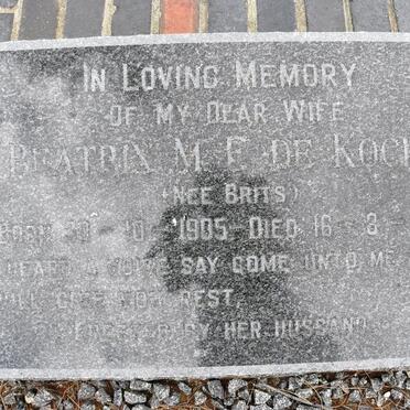 KOCKS Beatrix M.E., de nee BRITS 1905-1967