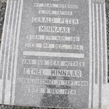 MINNAAR Gerald Peter 1881-1954 &amp; Ethel LUSCOMBE 1886-1974