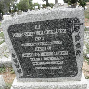 MERWE Daniel Jacobus, v.d. 1893-1947