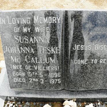 MC CALLUM Johanna Teske nee DE VILLIERS 1896-1975