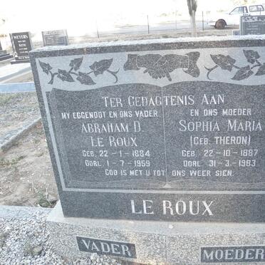 ROUX Abraham D., le 1884-1959 &amp; Sophia Maria THERON 1887-1983