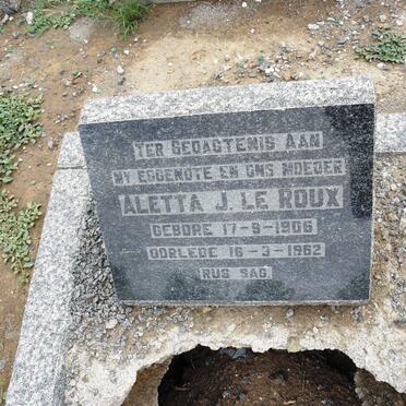 ROUX Aletta J., le 1906-1962