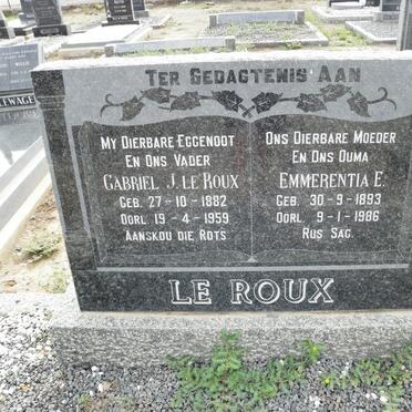 ROUX Gabriel J., le 1882-1959 &amp; Emmerentia E. 1893-1986 :: LE ROUX J.C. 1928-2015  