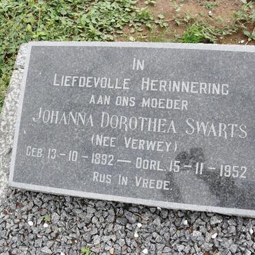 SWARTS Johanna Dorothea nee VERWEY 1892-1952