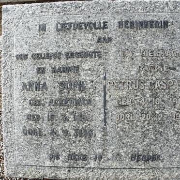 SNYDERS Petrus Casparus 1882-1961 &amp; Anna Sophia ACKERMAN 189?-1956