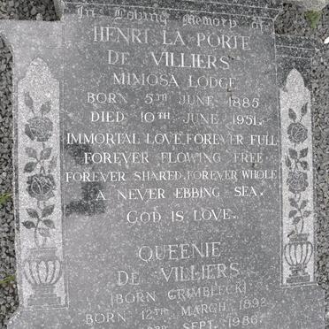 VILLIERS Henri La Porte, de 1885-1951 &amp; Queenie GRIMBEECK 1892-1986