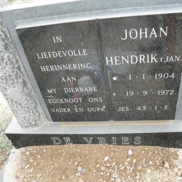 VRIES Johan Hendrik, de 1904-1972 