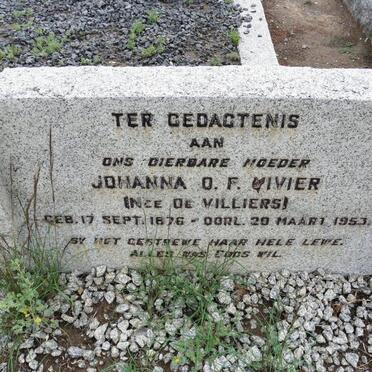 VIVIER Johanna D.F. nee de VILLIERS 1876-1953