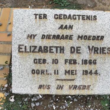 VRIES Elizabeth, de 1866-1944