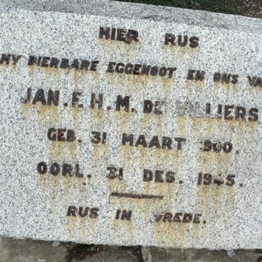 VILLIERS Jan. E.H.M., de 1900-1945