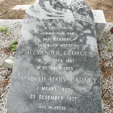 WAGNER Alexander George 1887-1955 &amp; Elizabeth Mary Gadney 1895-1977