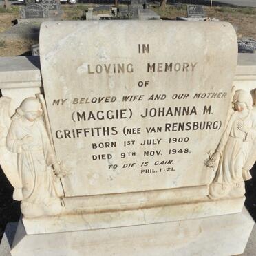 GRIFFITHS Johanna M. nee VAN RENSBURG 1900-1948