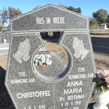 SWANEPOEL Christoffel 1943-2009 &amp; Anna Maria BOTHMA 1950-1996