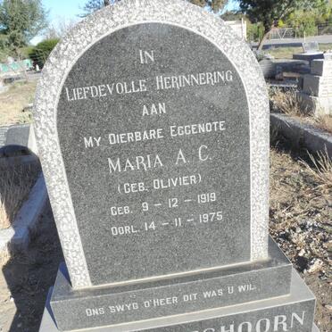 OUDTSHOORN Maria A.C., van nee OLIVIER 1919-1975