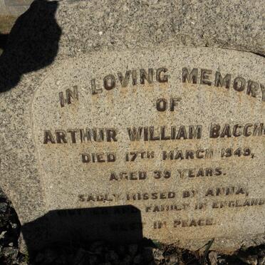 BACCHUS Arthur William -1949